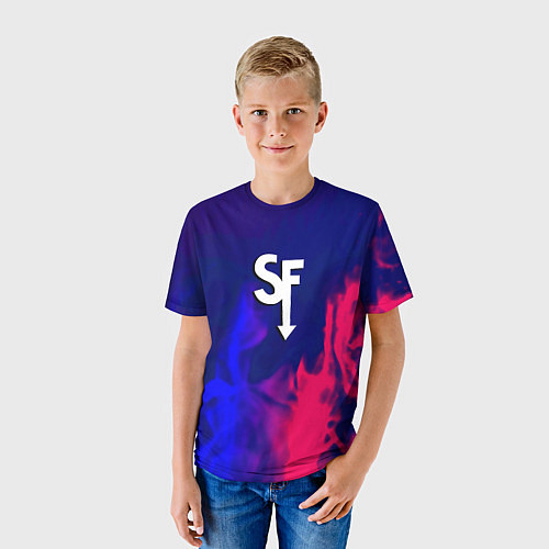 Детская футболка Sally face neon flame / 3D-принт – фото 3