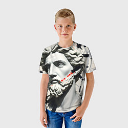 Футболка детская Античный портрет зарисовки, цвет: 3D-принт — фото 2