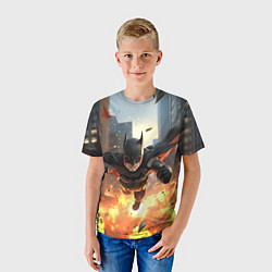 Футболка детская Бэтмен в полете над огнем, цвет: 3D-принт — фото 2