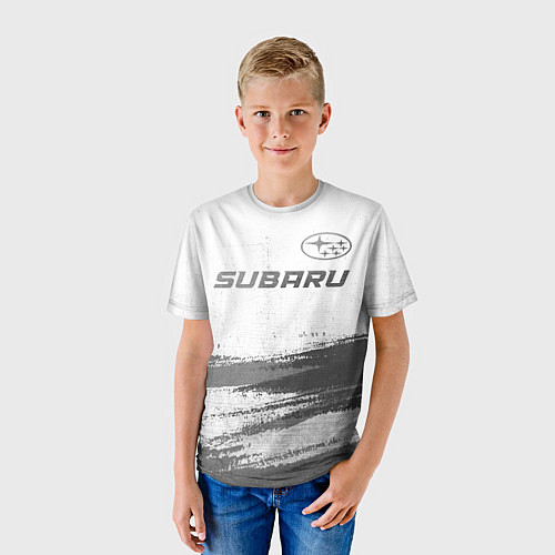 Детская футболка Subaru - white gradient посередине / 3D-принт – фото 3