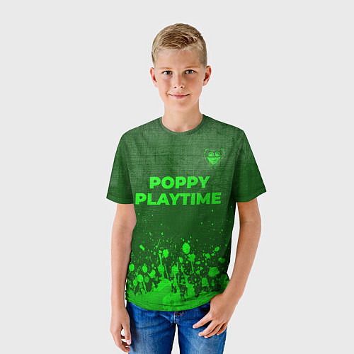 Детская футболка Poppy Playtime - green gradient посередине / 3D-принт – фото 3