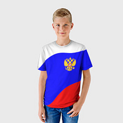 Футболка детская Россия волна и герб, цвет: 3D-принт — фото 2