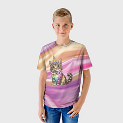 Футболка детская Котенок в костюме единорога, цвет: 3D-принт — фото 2