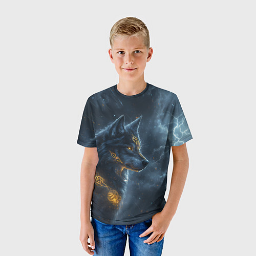Детская футболка Волк фэнтези стиль / 3D-принт – фото 3