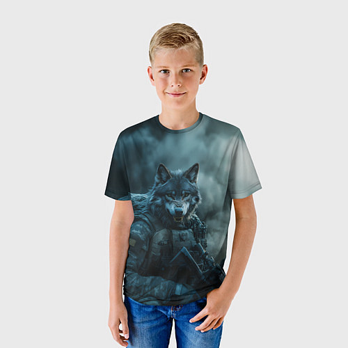 Детская футболка Волк солдат / 3D-принт – фото 3