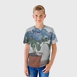 Футболка детская Спящий воробушек на гортензии, цвет: 3D-принт — фото 2