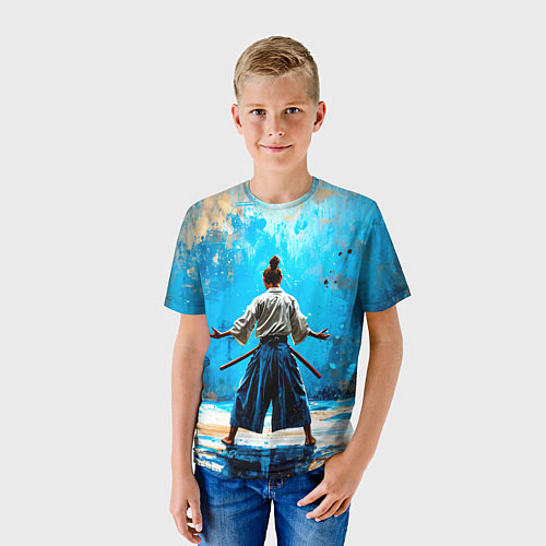 Детская футболка Боец айкидо на синем / 3D-принт – фото 3