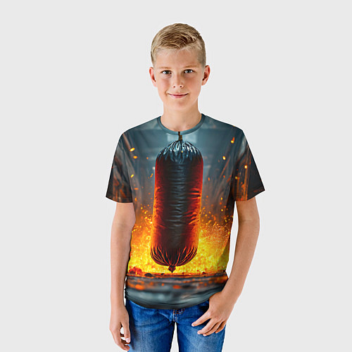 Детская футболка Боксерская груша в огне / 3D-принт – фото 3