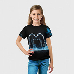 Футболка детская Черные бойцовские перчатки в дыму, цвет: 3D-принт — фото 2