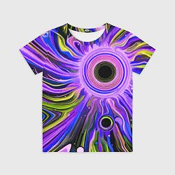 Футболка детская Абстрактный неоновый космос - чёрная дыра, цвет: 3D-принт