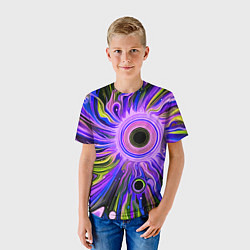 Футболка детская Абстрактный неоновый космос - чёрная дыра, цвет: 3D-принт — фото 2