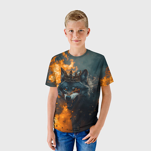 Детская футболка Злой волк в огне / 3D-принт – фото 3