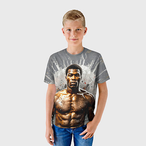 Детская футболка Мухаммед Али на сером / 3D-принт – фото 3
