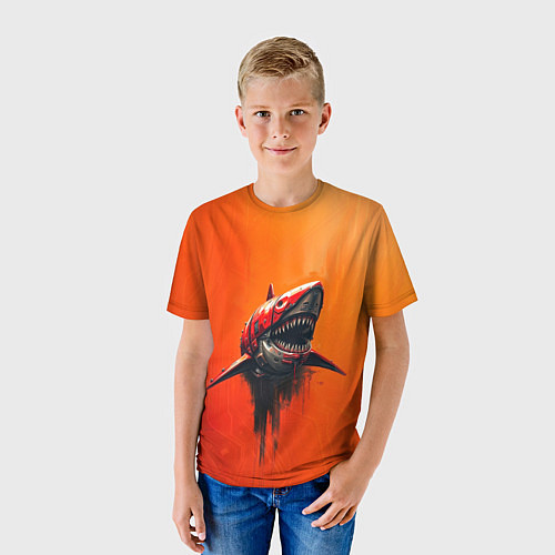 Детская футболка Кибернетическая акула / 3D-принт – фото 3