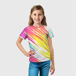 Футболка детская Брызги краски на белом фоне, цвет: 3D-принт — фото 2