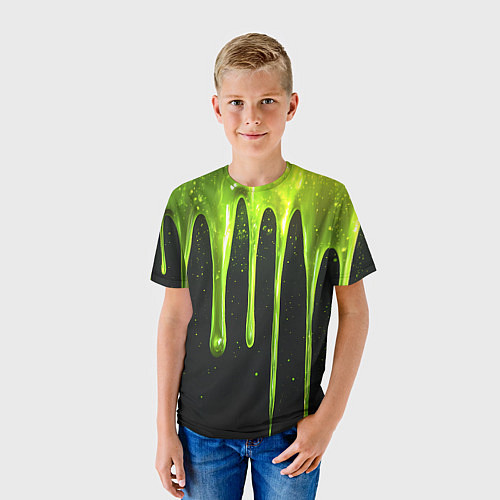 Детская футболка Слизь зеленая текстура / 3D-принт – фото 3