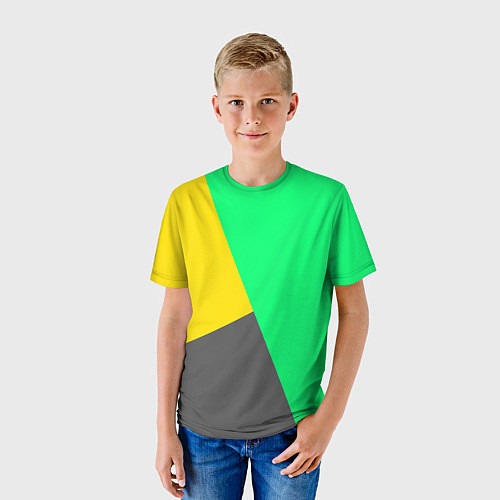 Детская футболка Жёлто-серо-зелёный трёхцветный / 3D-принт – фото 3