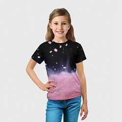 Футболка детская Розовая текстура с лепестками, цвет: 3D-принт — фото 2