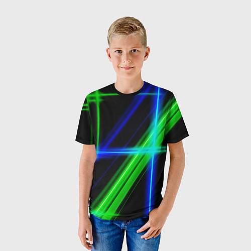 Детская футболка Color blue black green / 3D-принт – фото 3