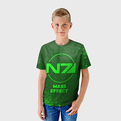 Детская футболка Mass Effect - green gradient / 3D-принт – фото 3