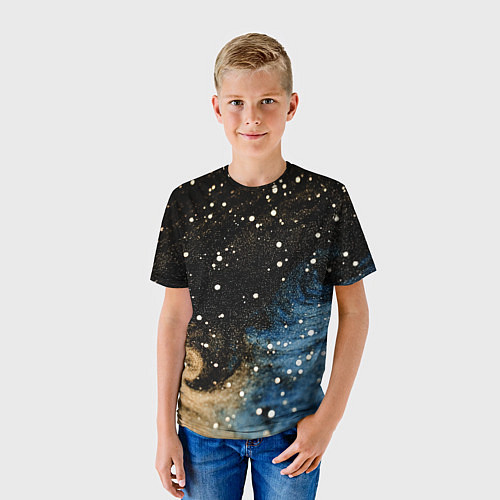 Детская футболка Черно-синий фон текстура / 3D-принт – фото 3