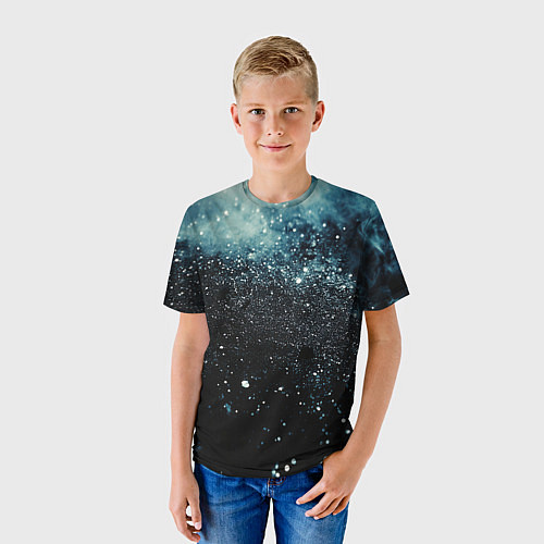 Детская футболка Черно-синий текстурный фон / 3D-принт – фото 3