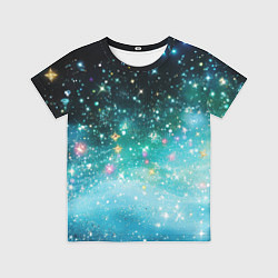 Футболка детская Бирюзовые блестки фон, цвет: 3D-принт