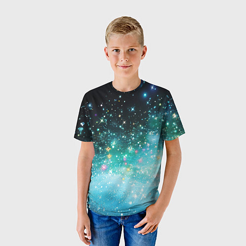 Детская футболка Бирюзовые блестки фон / 3D-принт – фото 3