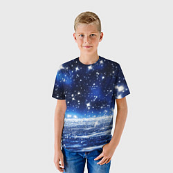 Футболка детская Космический синий абстрактный фон - текстура, цвет: 3D-принт — фото 2