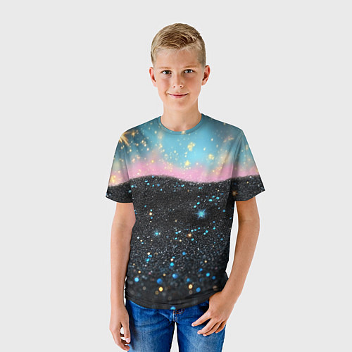 Детская футболка Блестящая текстура на черном / 3D-принт – фото 3