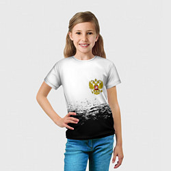 Футболка детская Россия черно белые краски, цвет: 3D-принт — фото 2