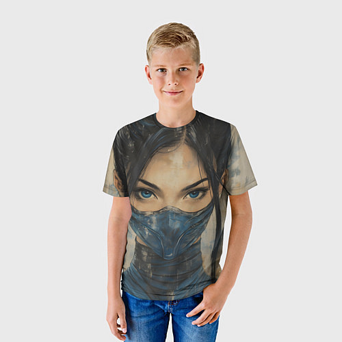 Детская футболка Портрет Китаны - Мортал комбат / 3D-принт – фото 3