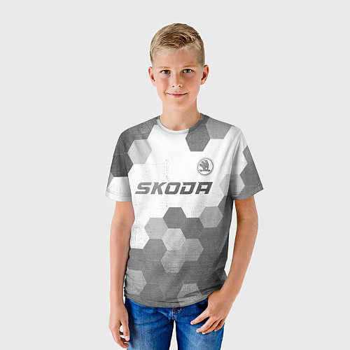 Детская футболка Skoda - white gradient посередине / 3D-принт – фото 3