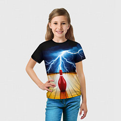 Футболка детская Кегля для боулинга и молния, цвет: 3D-принт — фото 2