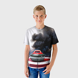 Футболка детская Камень для кёрлинга в черном дыму, цвет: 3D-принт — фото 2