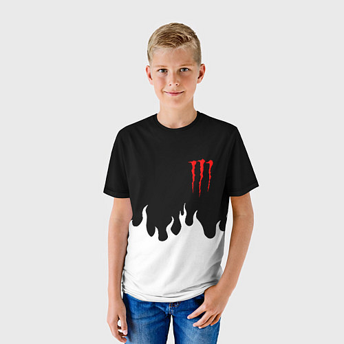 Детская футболка Monster energy red logo / 3D-принт – фото 3