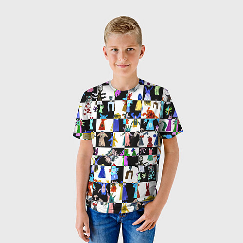 Детская футболка Монстрики на шахматном фоне / 3D-принт – фото 3