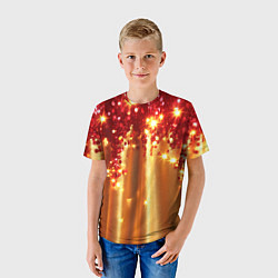 Футболка детская Красно-золотая волнистая текстура, цвет: 3D-принт — фото 2