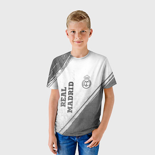 Детская футболка Real Madrid - white gradient вертикально / 3D-принт – фото 3