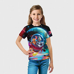 Футболка детская Том и Джерри летят в ракете - нейроарт, цвет: 3D-принт — фото 2