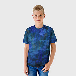 Футболка детская Абстракция - blue uniform camouflage, цвет: 3D-принт — фото 2