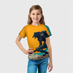 Футболка детская Киберчеловек-волк, цвет: 3D-принт — фото 2
