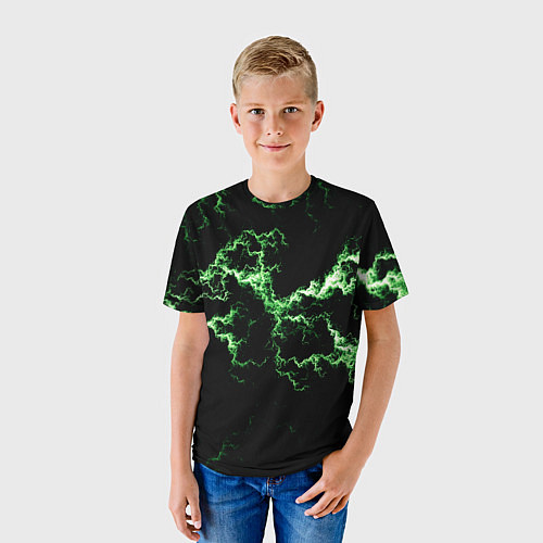 Детская футболка Lightning green glow / 3D-принт – фото 3