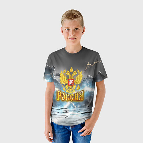 Детская футболка Герб России и молнии / 3D-принт – фото 3