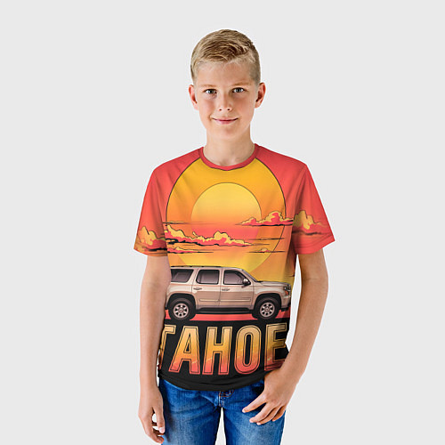 Детская футболка Tahoe на закате джип / 3D-принт – фото 3