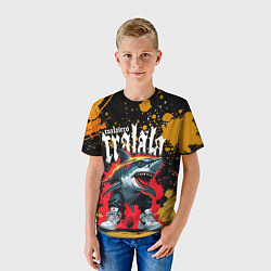 Футболка детская Тралалера Тралала брейнрот мем - Акула в кроссовка, цвет: 3D-принт — фото 2