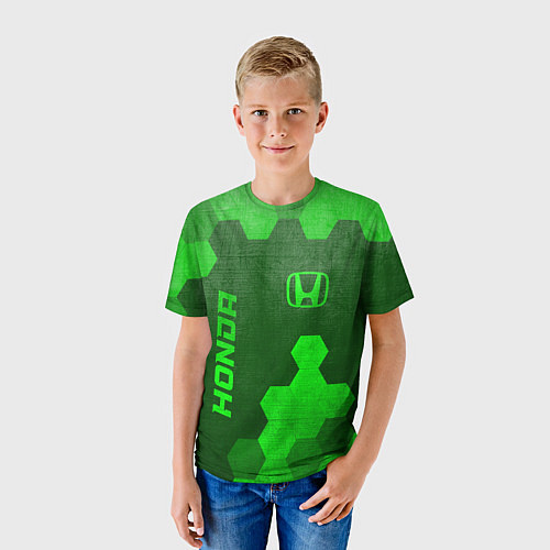 Детская футболка Honda - green gradient вертикально / 3D-принт – фото 3