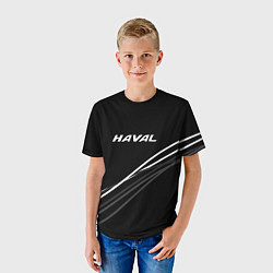 Футболка детская Haval чёрный с полосами, цвет: 3D-принт — фото 2