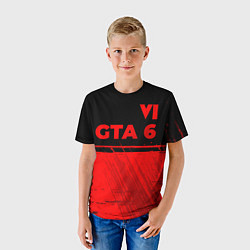 Футболка детская GTA 6 - red gradient посередине, цвет: 3D-принт — фото 2
