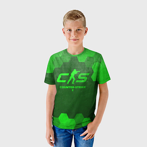 Детская футболка Counter-Strike 2 - green gradient / 3D-принт – фото 3